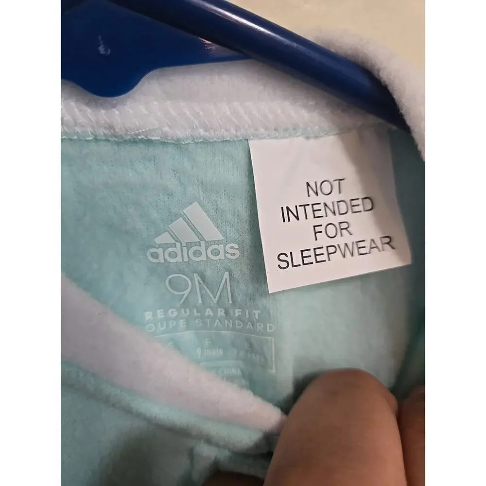 Adidas Micro Fleece Footie Lt Aqua. 9m. New
